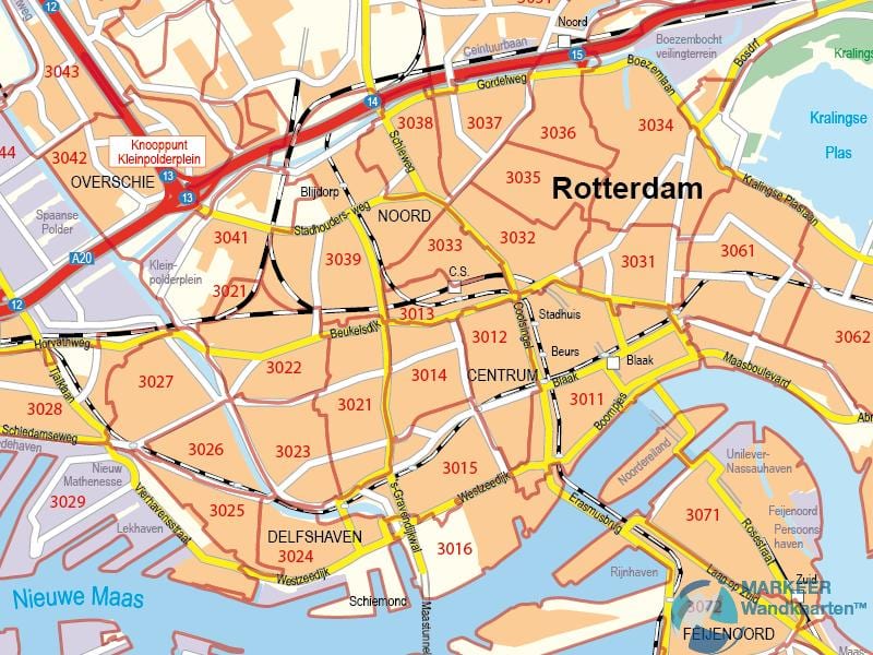 Карта на Ротердам Пощенски код 