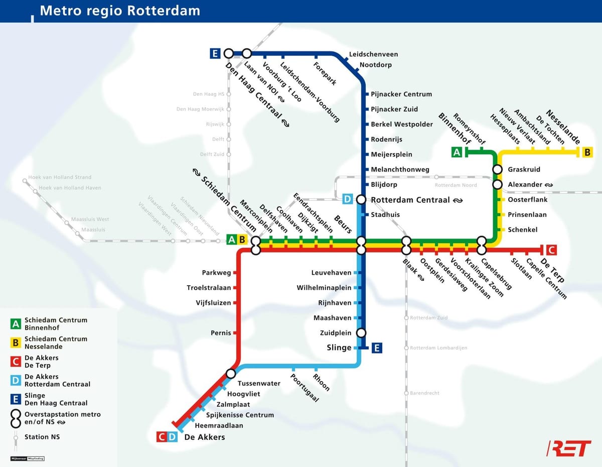 Ротердам картата на метрото 