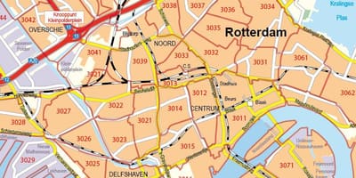 Карта на Ротердам Пощенски код 